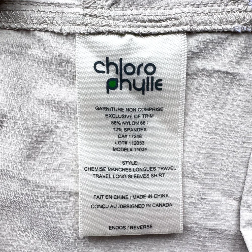 CHLOROPHYLLE Sport Travel Nylon Spandex Front Pockets Beige Shirt Small - Picture 10 of 11